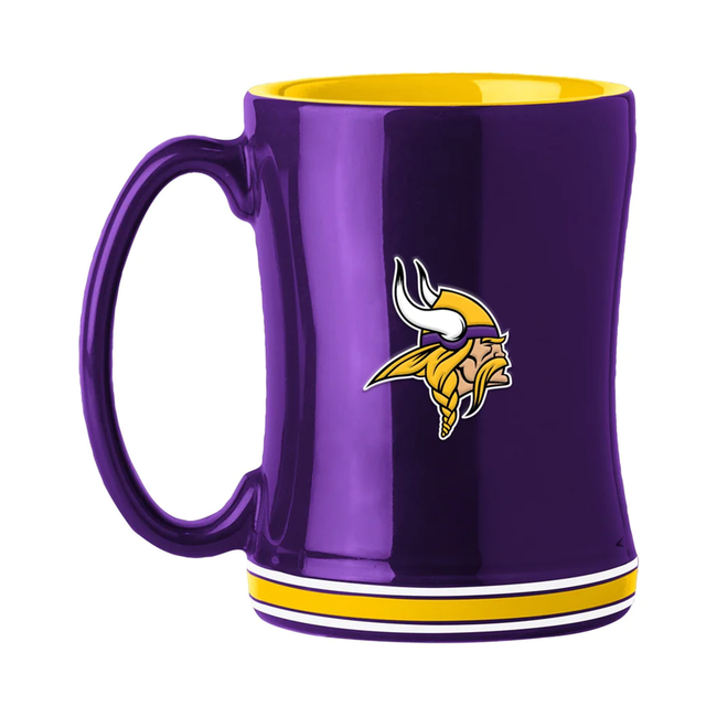 Minnesota Vikings Sculpted Relief Coffee Mug 14oz Team Color NFL Drinkware