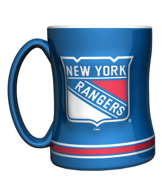 New York Rangers Sculpted Relief Coffee Mug 14oz Team Color NFL Drinkware