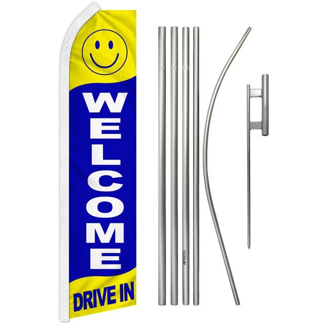 Welcome Drive In Super Flag & Pole Kit