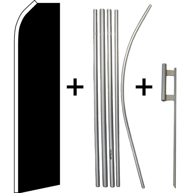 Black Solid Color Super Flag & Pole Kit