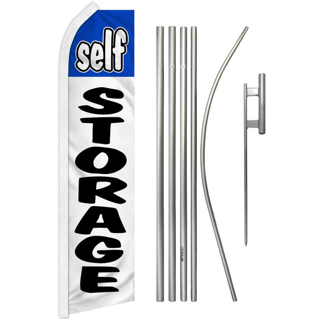 Self Storage (Blue & White) Super Flag & Pole Kit