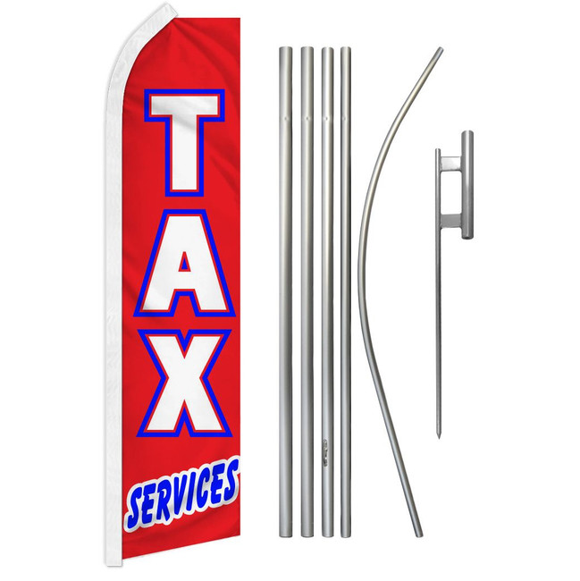 Tax Services Super Flag & Pole Kit