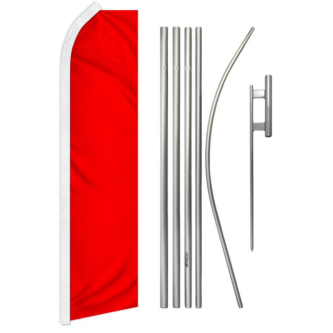 Red Solid Color Super Flag & Pole Kit