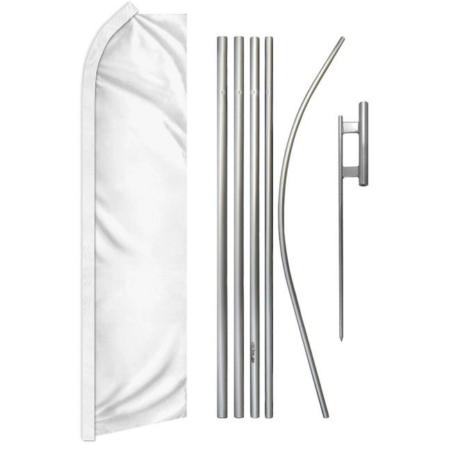White Solid Color Super Flag & Pole Kit