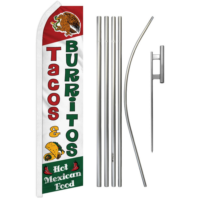 Tacos & Burritos Super Flag & Pole Kit