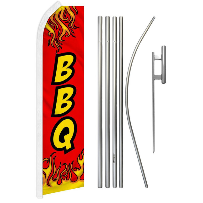 BBQ (Red) Super Flag & Pole Kit