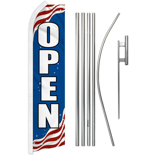Open (Patriotic) Super Flag & Pole Kit