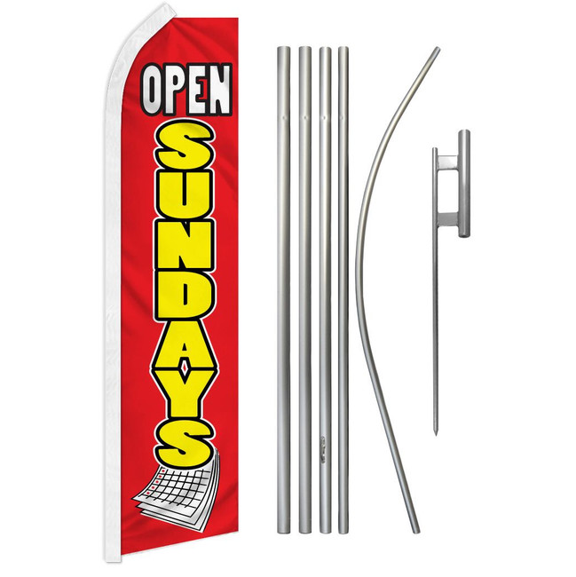 Open Sundays (Red & Yellow) Super Flag & Pole Kit