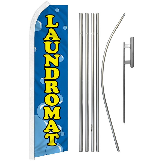Laundromat Super Flag & Pole Kit