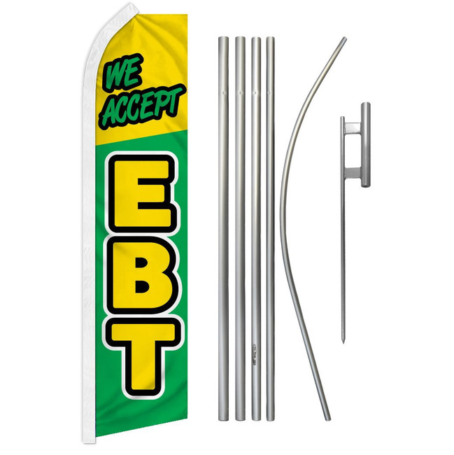 We Accept EBT Super Flag & Pole Kit