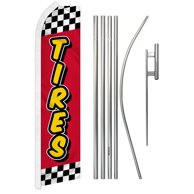 Tires (Red & Yellow) Super Flag & Pole Kit