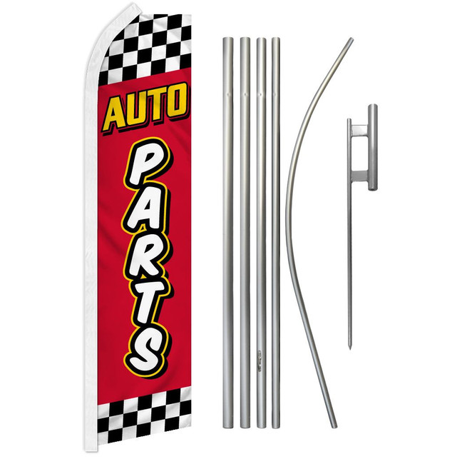 Auto Parts  (Red & Yellow) Super Flag & Pole Kit