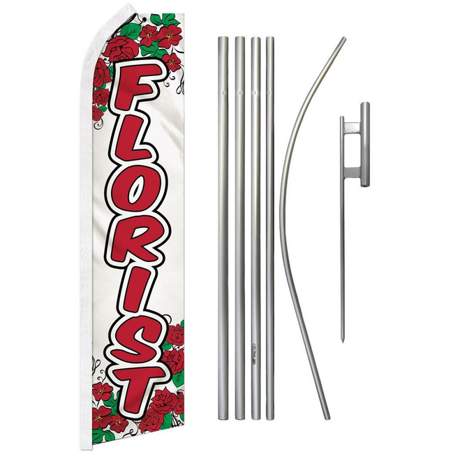 Florist Advertising Super Flag & Flag Pole Kit - Perfect for Business Display