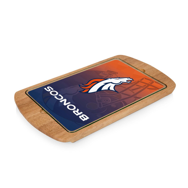 Denver Broncos Billboard Glass Top Serving Tray, (Parawood)