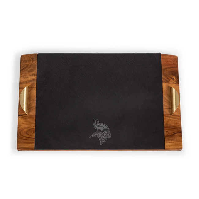 Minnesota Vikings Covina Acacia and Slate Serving Tray, (Acacia Wood & Slate Black with Gold Accents)