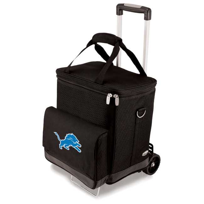 Detroit Lions Cellar 6-Bottle Wine Carrier & Cooler Tote with Trolley, (Black with Gray Accents)