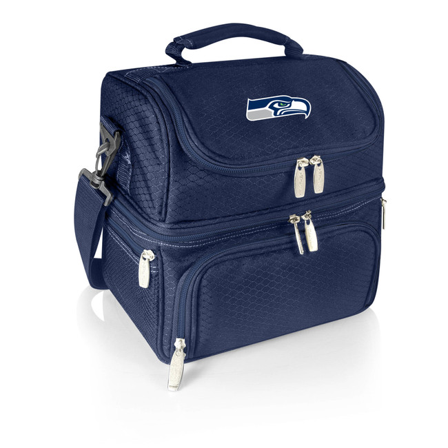 Seattle Seahawks Pranzo Lunch Bag Cooler with Utensils NFL Lunch Tote, (Navy Blue)