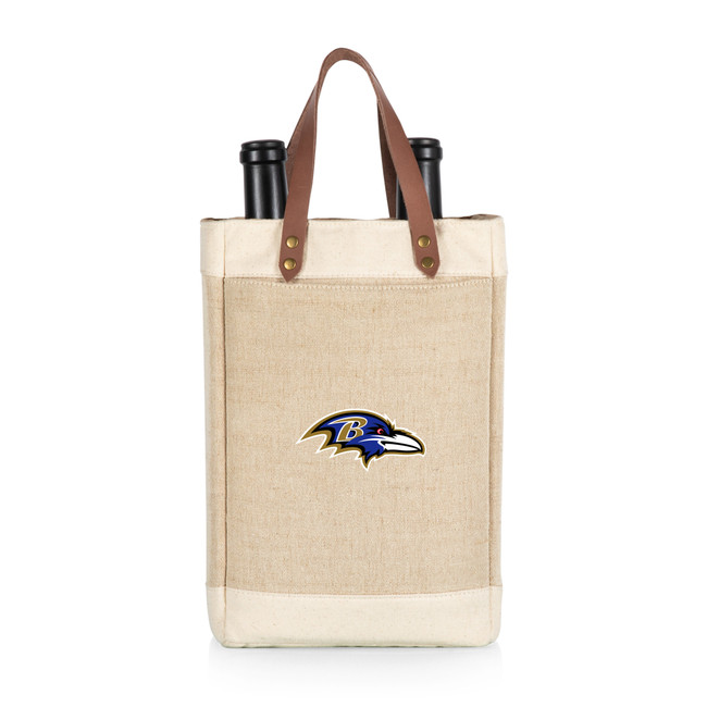 Baltimore Ravens Pinot Jute 2 Bottle Insulated Wine Bag, (Beige)
