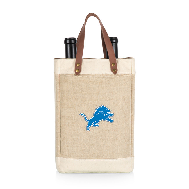 Detroit Lions Pinot Jute 2 Bottle Insulated Wine Bag, (Beige)