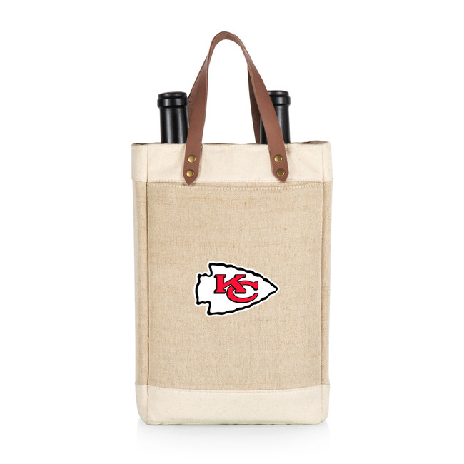 Kansas City Chiefs Pinot Jute 2 Bottle Insulated Wine Bag, (Beige)