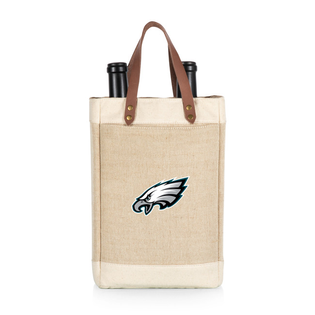 Philadelphia Eagles Pinot Jute 2 Bottle Insulated Wine Bag, (Beige)