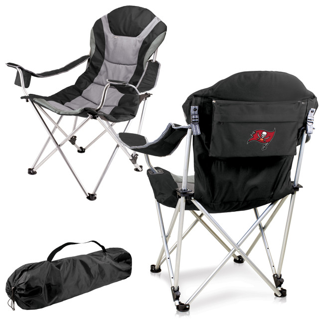 Tampa Bay Buccaneers Reclining Camp Chair, (Black with Gray Accents)