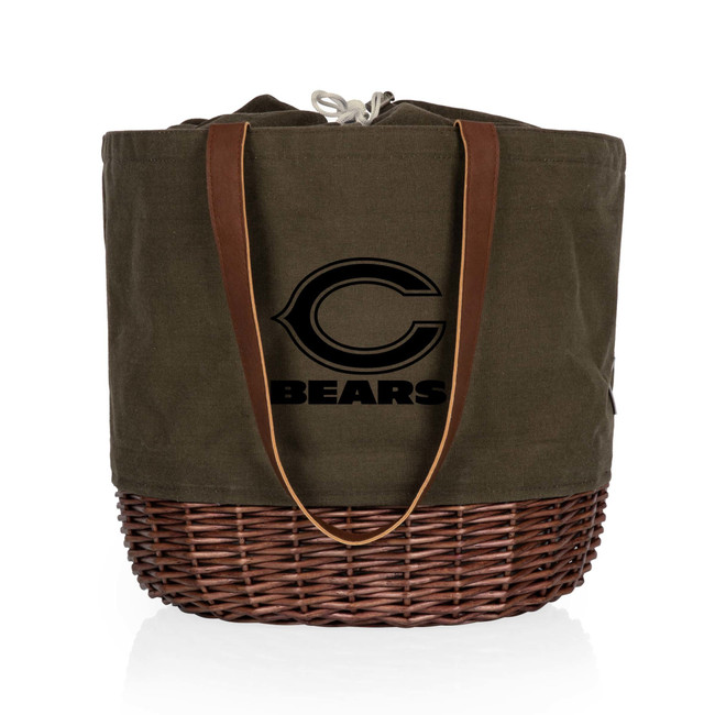 Chicago Bears Coronado Canvas and Willow Basket Tote, (Khaki Green with Beige Accents)