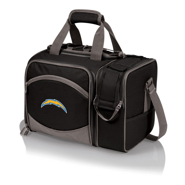 Los Angeles Chargers Malibu Picnic Basket Cooler, (Black with Gray Accents)