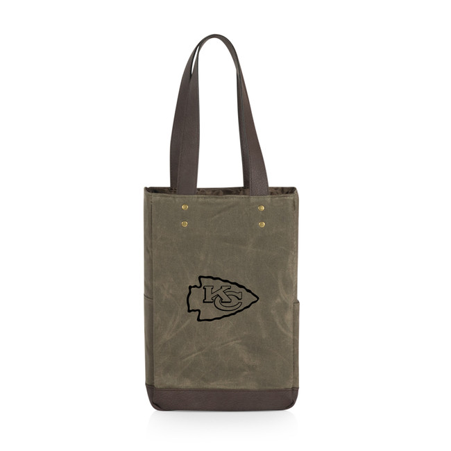 Kansas City Chiefs 2 Bottle Insulated Wine Cooler Bag, (Khaki Green with Beige Accents)
