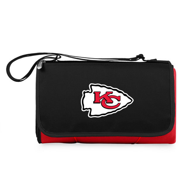 Kansas City Chiefs Blanket Tote Outdoor Picnic Blanket, (Red with Black Flap)