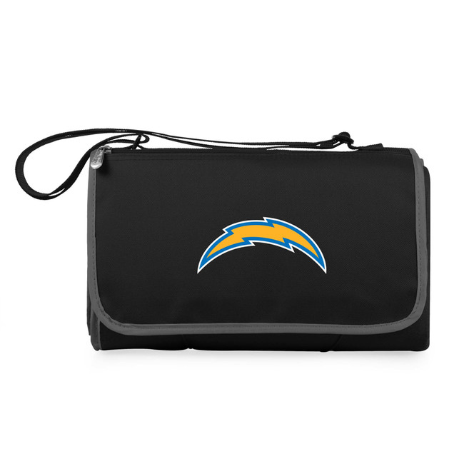 Los Angeles Chargers Blanket Tote Outdoor Picnic Blanket, (Black with Black Exterior)