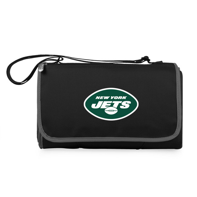New York Jets Blanket Tote Outdoor Picnic Blanket, (Black with Black Exterior)