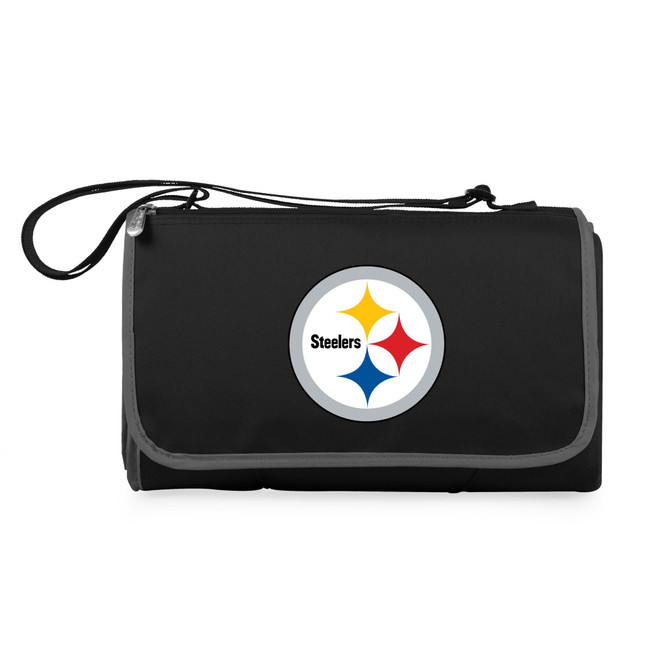 Pittsburgh Steelers Blanket Tote Outdoor Picnic Blanket, (Black with Black Exterior)
