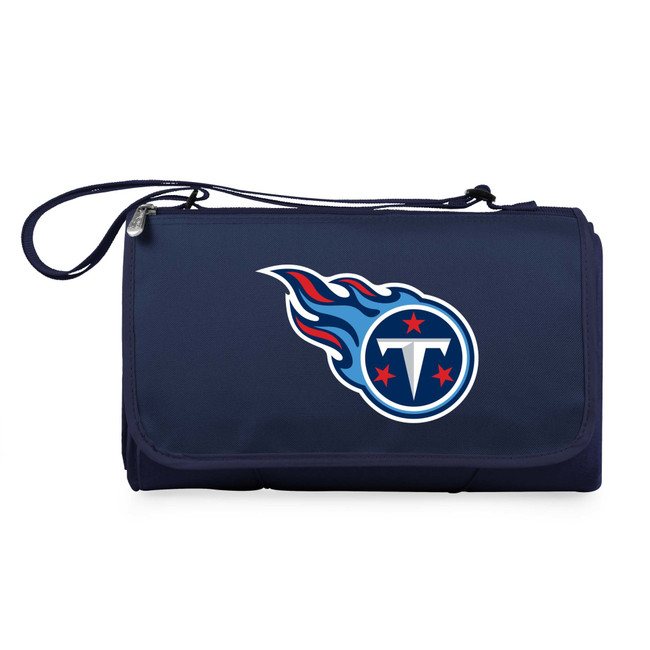 Tennessee Titans Blanket Tote Outdoor Picnic Blanket, (Navy Blue with Black Flap)