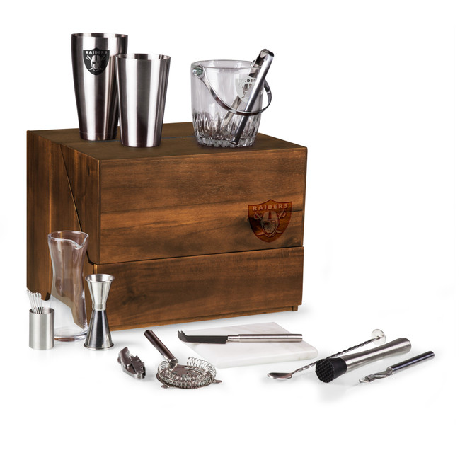 Las Vegas Raiders Madison Acacia Tabletop Bar Set, (Acacia Wood)