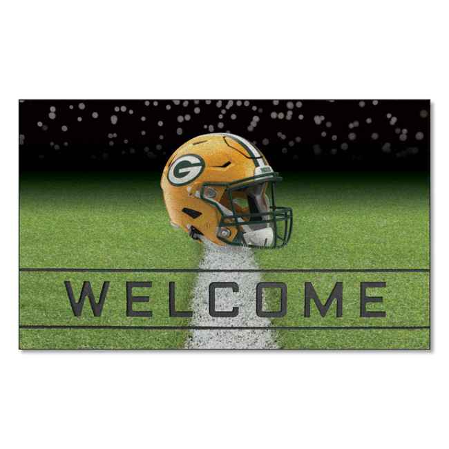 Green Bay Packers Rubber Door Mat - 18in. x 30in. Oval G Primary Logo