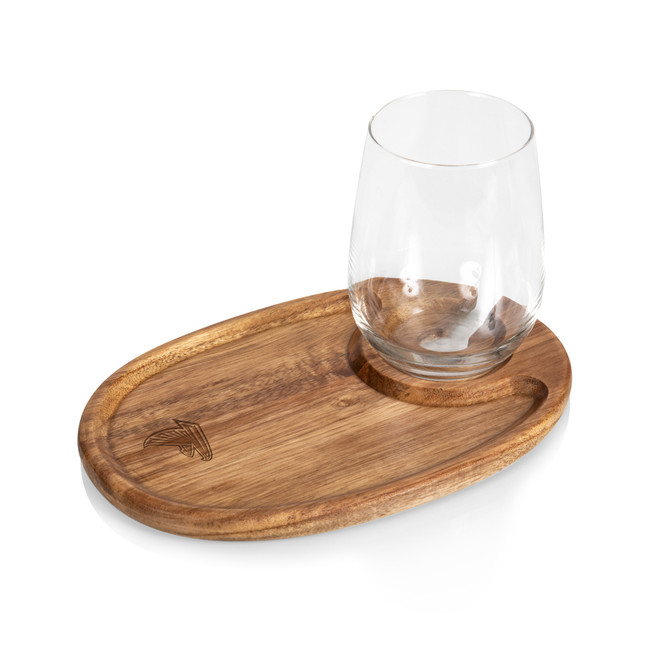Atlanta Falcons Wine Appetizer Plate Set Of 4, (Acacia Wood)