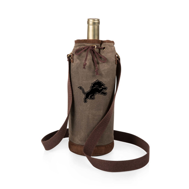 Detroit Lions Waxed Canvas Wine Tote, (Khaki Green)