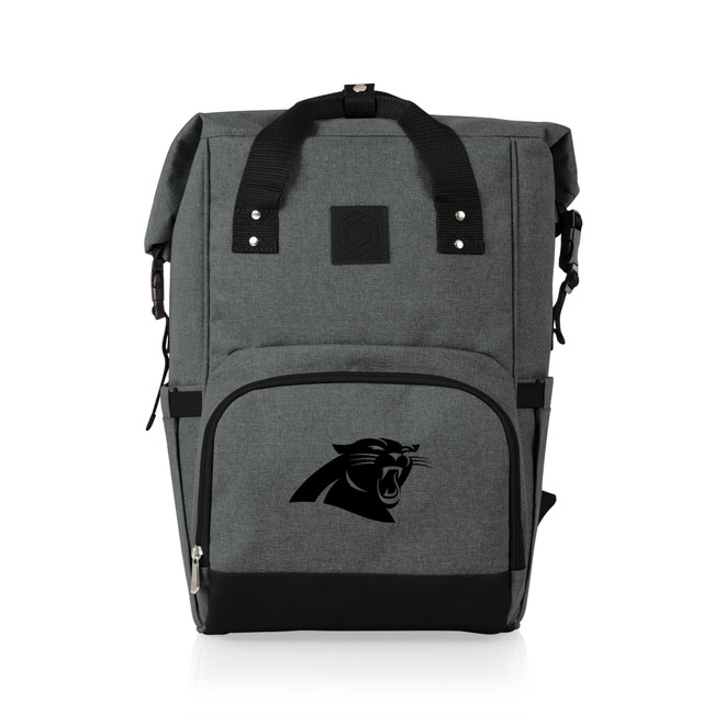 Carolina Panthers On The Go Roll-Top Backpack Cooler, (Heathered Gray)