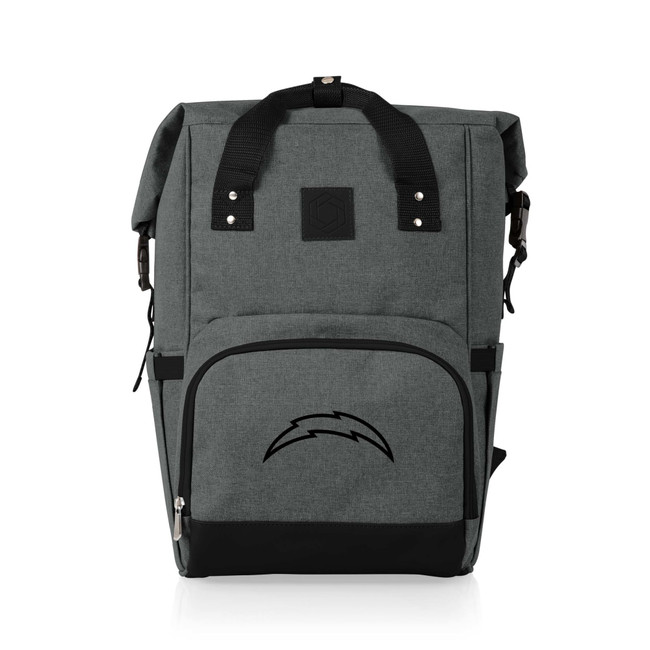 Los Angeles Chargers On The Go Roll-Top Backpack Cooler, (Heathered Gray)