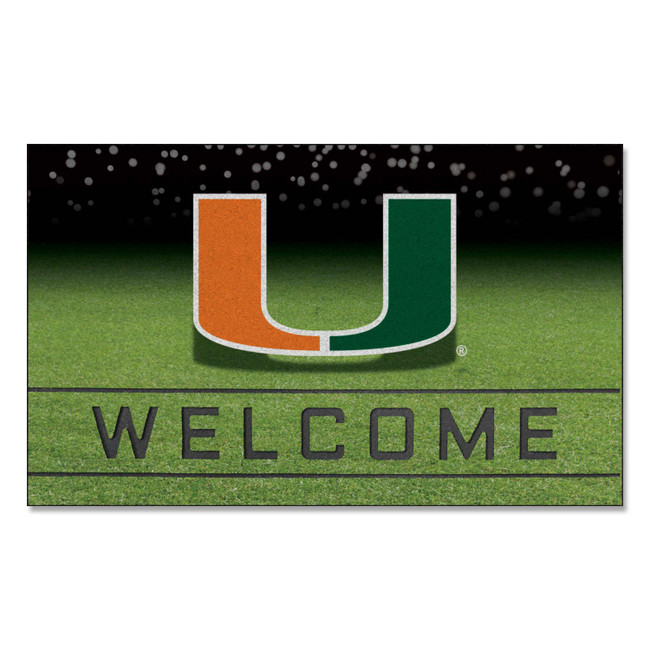 Miami Hurricanes Crumb Rubber Door Mat - 18in. x 30in. U Primary Logo