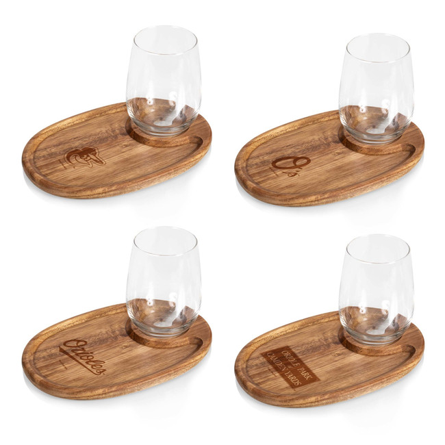Baltimore Orioles Wine Appetizer Plate Set Of 4 (Acacia Wood)