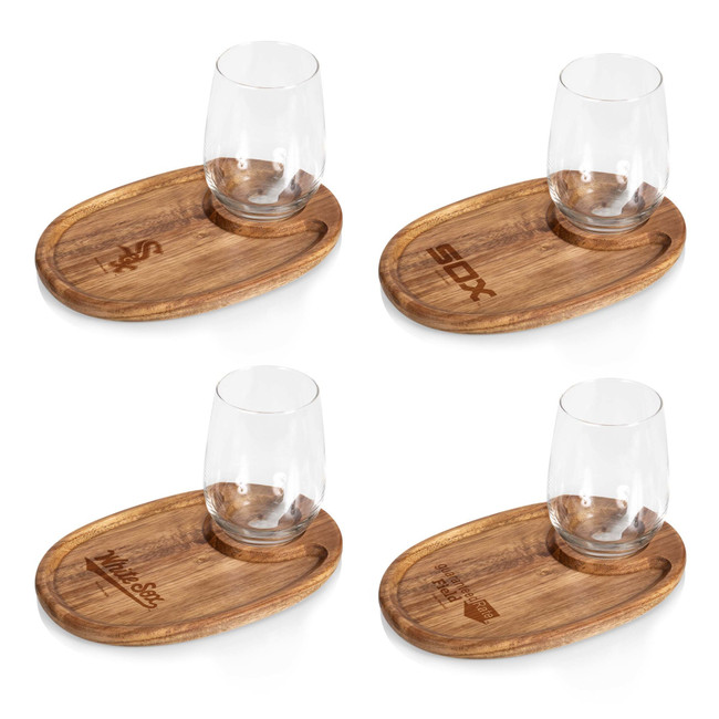 Chicago White Sox Wine Appetizer Plate Set Of 4 (Acacia Wood)