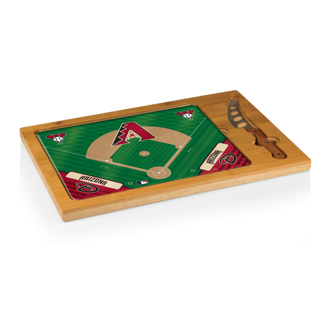 Arizona Diamondbacks Baseball Diamond Icon Glass Top Cutting Board & Knife Set (Parawood & Bamboo)