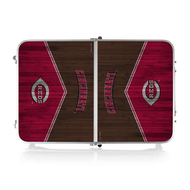 Cincinnati Reds Concert Table Mini Portable Table (Charcoal Wood Grain)