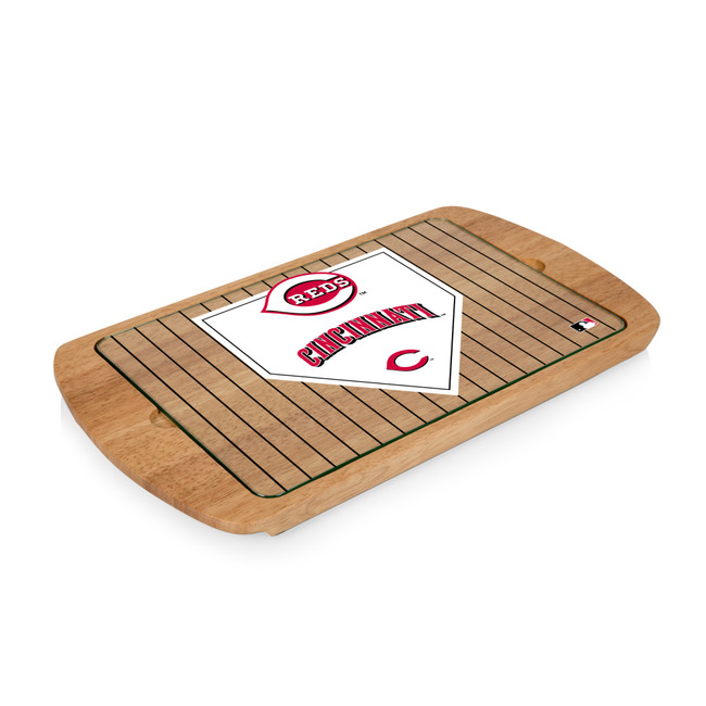 Cincinnati Reds Billboard Glass Top Serving Tray (Parawood)