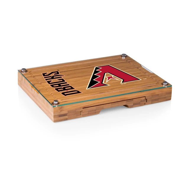 Arizona Diamondbacks Concerto Glass Top Cheese Cutting Board & Tools Set (Bamboo)