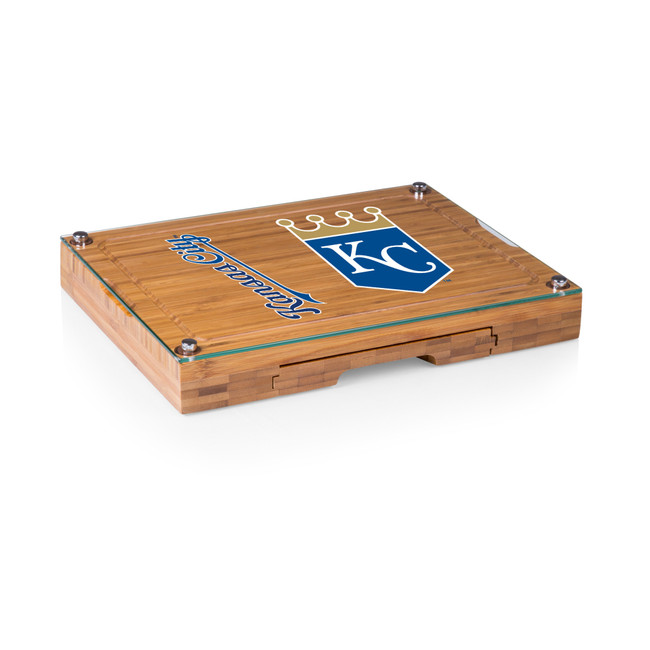 Kansas City Royals Concerto Glass Top Cheese Cutting Board & Tools Set (Bamboo)