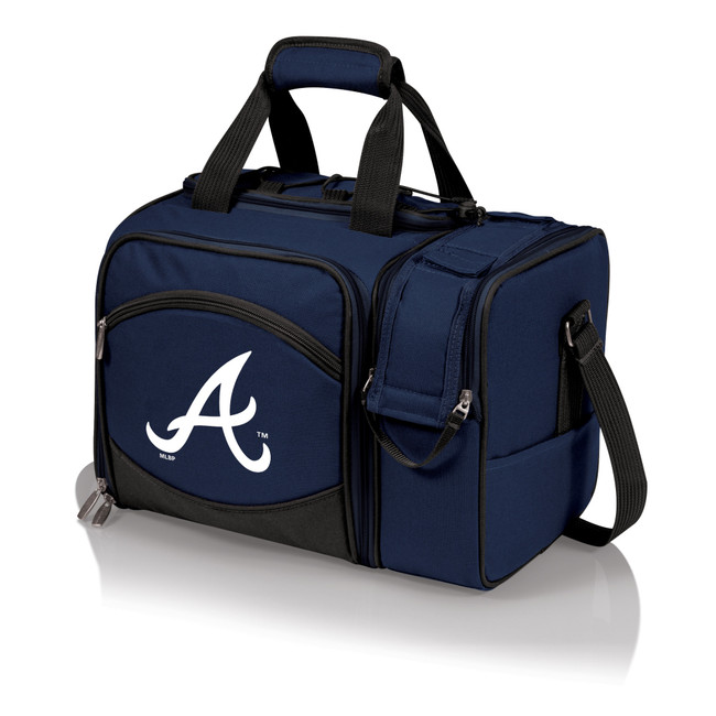 Atlanta Braves Malibu Picnic Basket Cooler (Navy Blue with Black Accents)