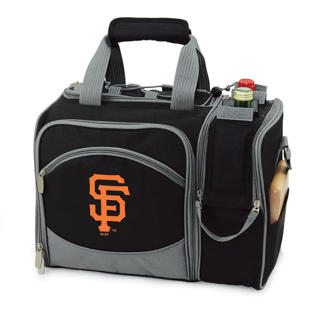 San Francisco Giants Malibu Picnic Basket Cooler (Black with Gray Accents)
